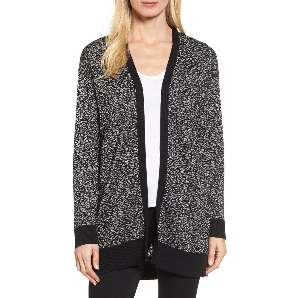 NWT Medium Chaus Metallic Animal Jacquard Cardigan
